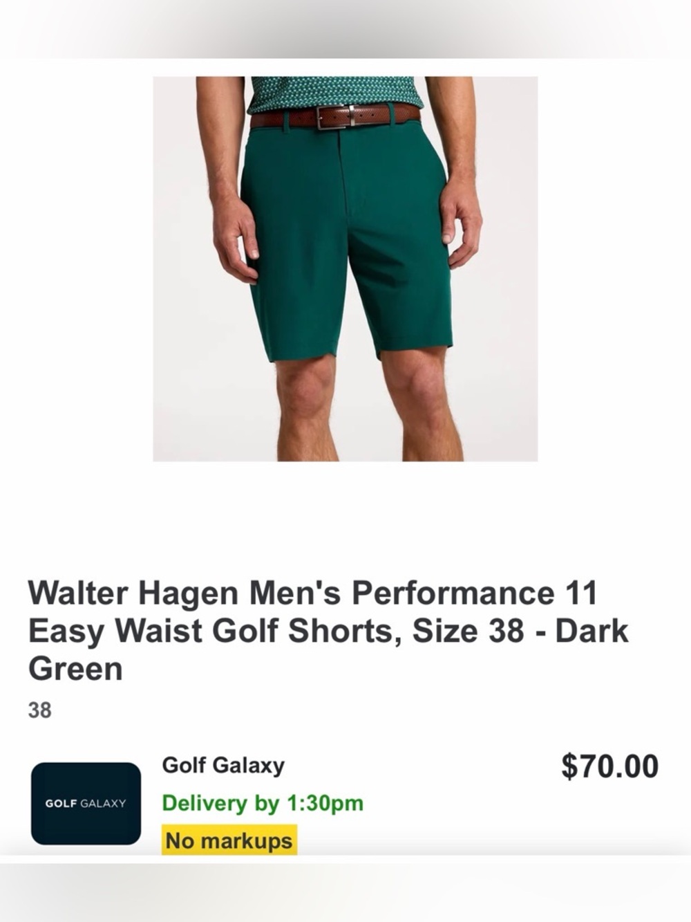 Walter Hagen Dark Teal Performance Golf Shorts
